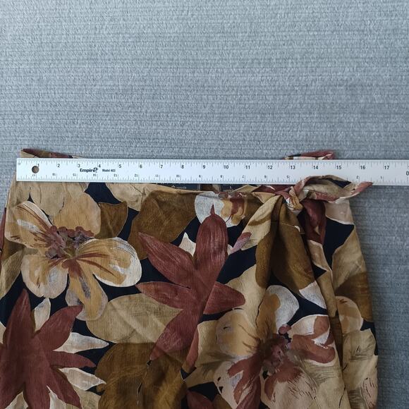 VTG Y2K Express Wrap Skirt Women L Brown Dark Floral Mini Femme Fairy Beach 90s - Picture 5 of 7
